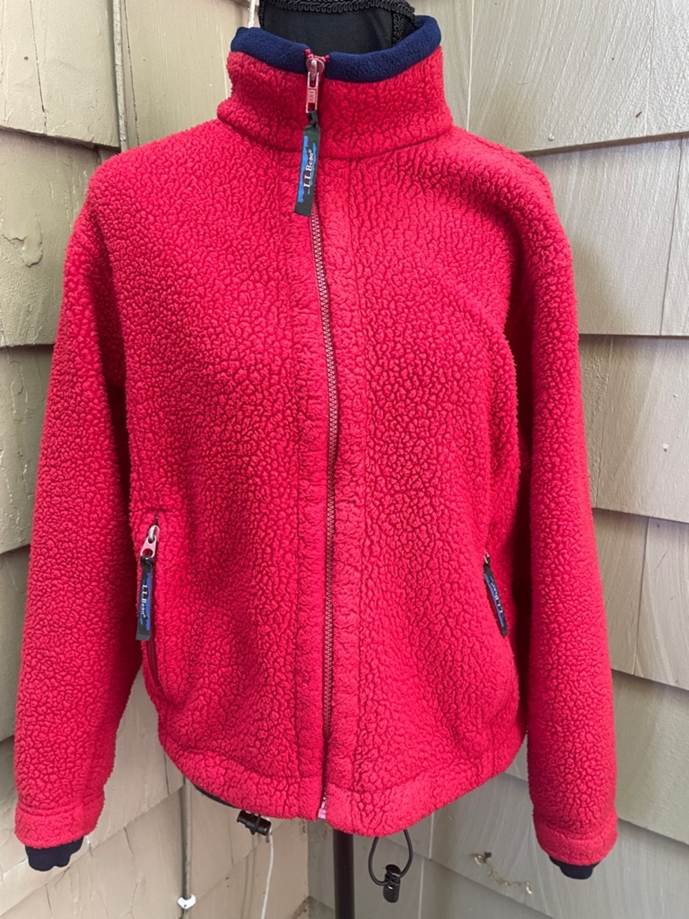 vintage L.L.Bean red Sherpa full-zip fleece - Nice Condition Sz M